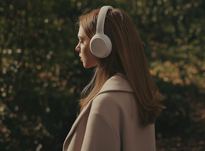 Woman with Headphones in Nature
